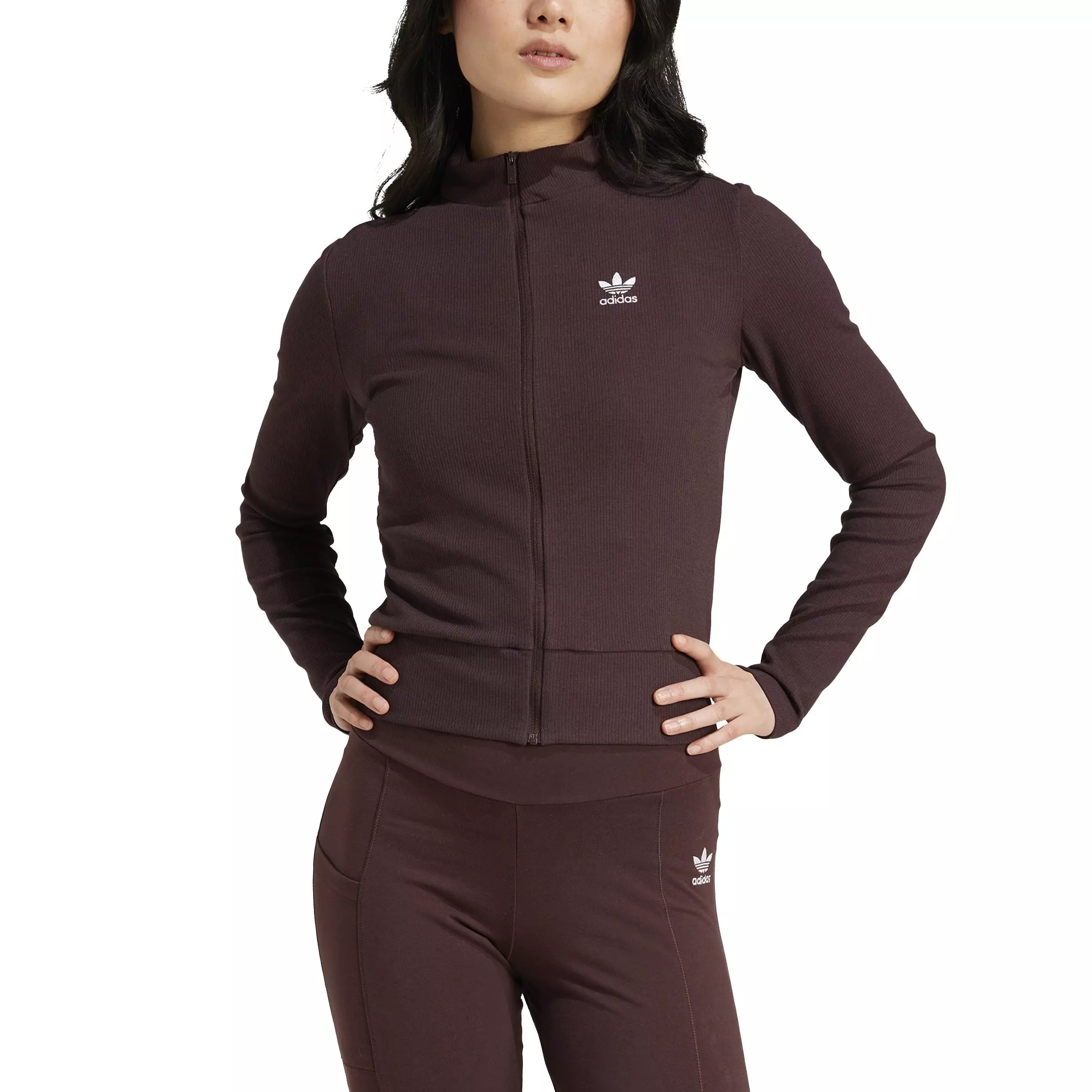 ★adidas originals★W ESSENTIAL RIB FULL ZIP TRACK TOP★ adidas Originals Women's Essentials Ribbed Full-Zip Track